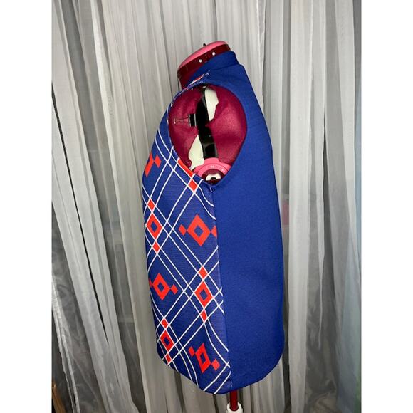 60s vest mod geometric double knit polyester blue red white - Picture 11 of 11
